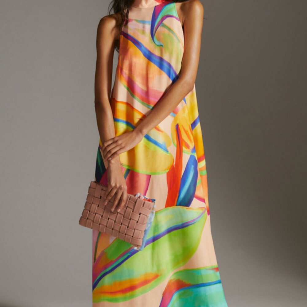 FARM RIO x Anthropologie Printed Halter Maxi Dress Multi Medium